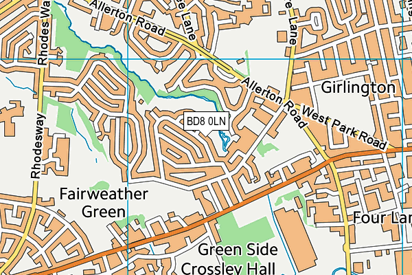 BD8 0LN map - OS VectorMap District (Ordnance Survey)