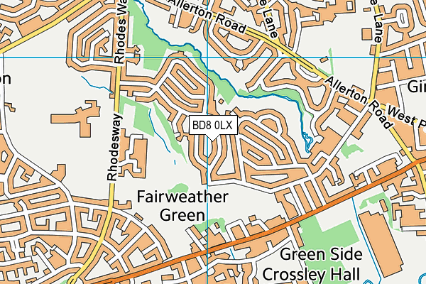 Green Top Street Recreation Ground map (BD8 0LX) - OS VectorMap District (Ordnance Survey)