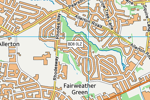 BD8 0LZ map - OS VectorMap District (Ordnance Survey)