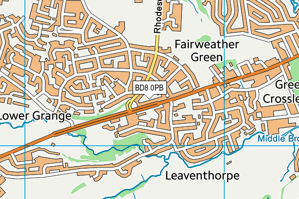 BD8 0PB map - OS VectorMap District (Ordnance Survey)