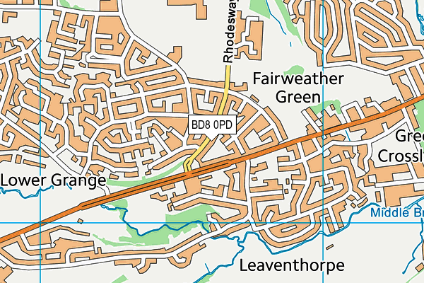 BD8 0PD map - OS VectorMap District (Ordnance Survey)