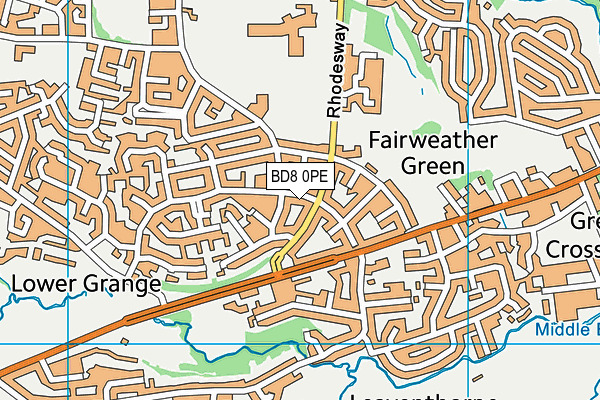 BD8 0PE map - OS VectorMap District (Ordnance Survey)