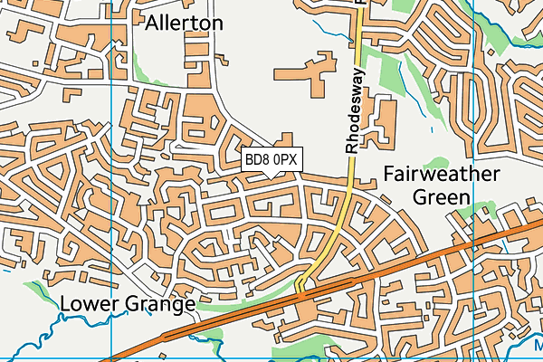 BD8 0PX map - OS VectorMap District (Ordnance Survey)