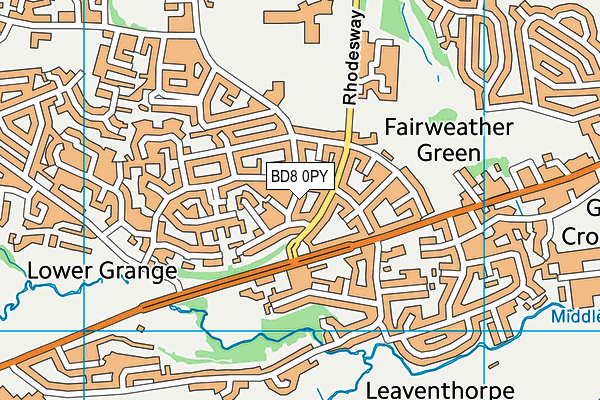 BD8 0PY map - OS VectorMap District (Ordnance Survey)