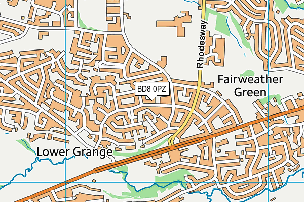 BD8 0PZ map - OS VectorMap District (Ordnance Survey)