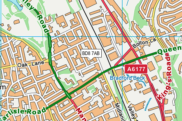 BD8 7AB map - OS VectorMap District (Ordnance Survey)