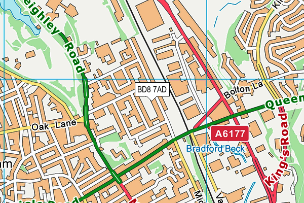 BD8 7AD map - OS VectorMap District (Ordnance Survey)