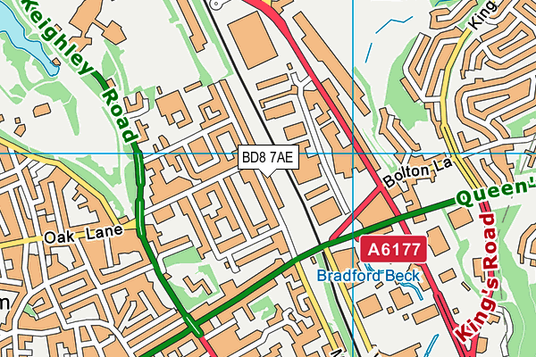 BD8 7AE map - OS VectorMap District (Ordnance Survey)
