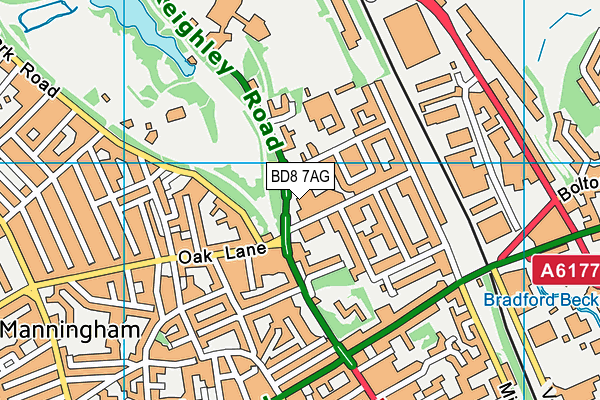 BD8 7AG map - OS VectorMap District (Ordnance Survey)