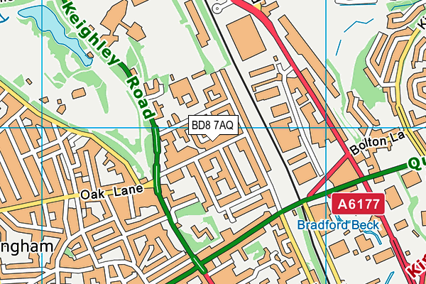 BD8 7AQ map - OS VectorMap District (Ordnance Survey)