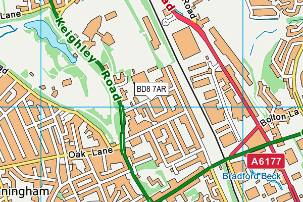 BD8 7AR map - OS VectorMap District (Ordnance Survey)