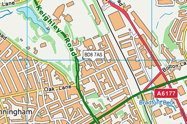 BD8 7AS map - OS VectorMap District (Ordnance Survey)