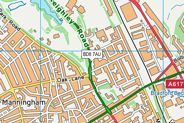 BD8 7AU map - OS VectorMap District (Ordnance Survey)