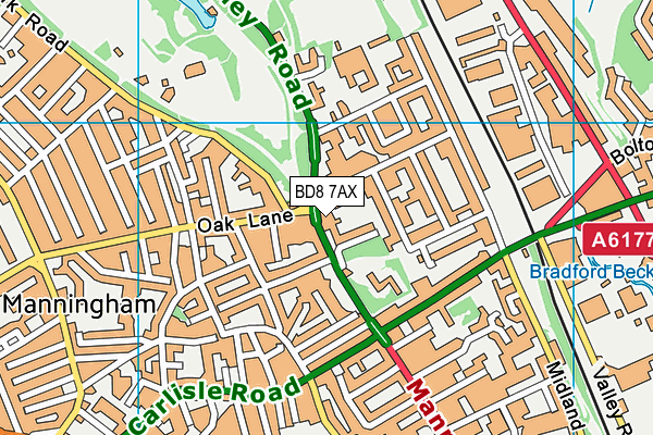 BD8 7AX map - OS VectorMap District (Ordnance Survey)