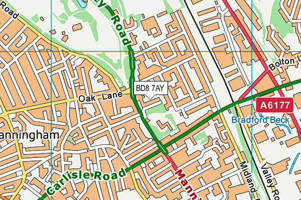 BD8 7AY map - OS VectorMap District (Ordnance Survey)