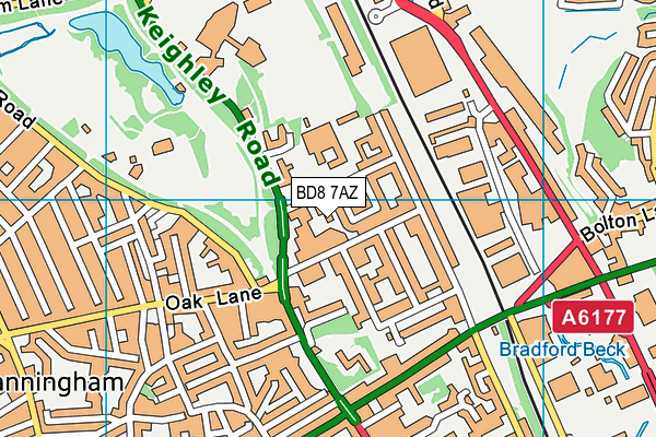 BD8 7AZ map - OS VectorMap District (Ordnance Survey)