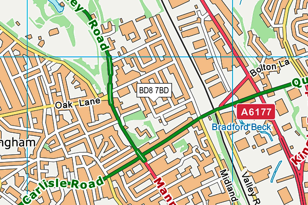 BD8 7BD map - OS VectorMap District (Ordnance Survey)