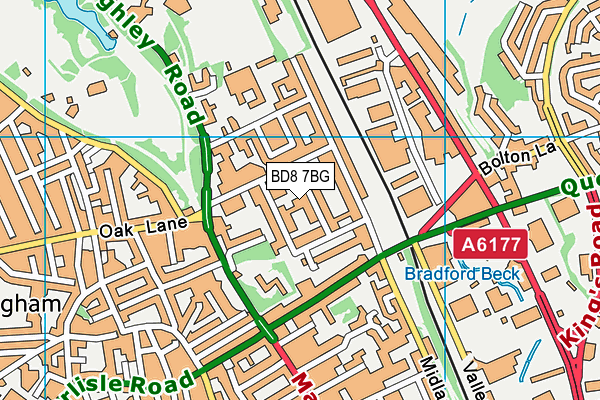 BD8 7BG map - OS VectorMap District (Ordnance Survey)