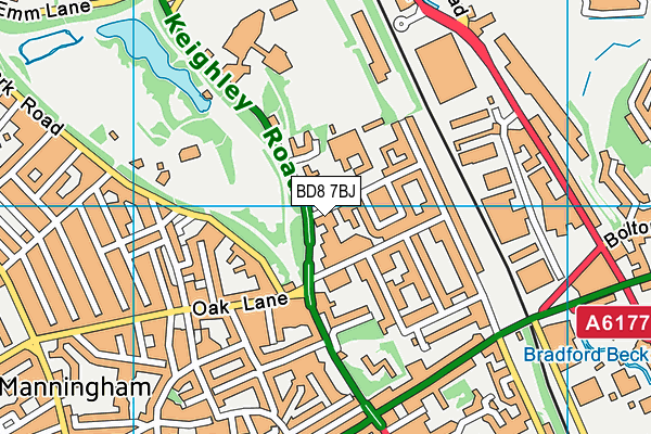 BD8 7BJ map - OS VectorMap District (Ordnance Survey)