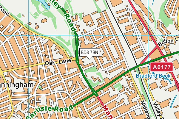 BD8 7BN map - OS VectorMap District (Ordnance Survey)