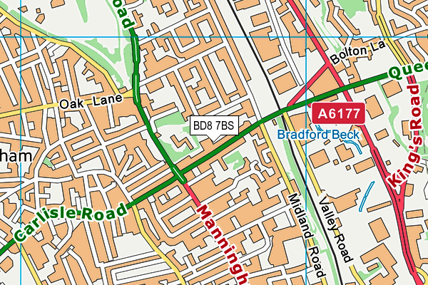 BD8 7BS map - OS VectorMap District (Ordnance Survey)