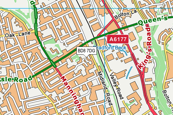 BD8 7DG map - OS VectorMap District (Ordnance Survey)