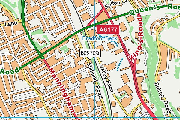 BD8 7DQ map - OS VectorMap District (Ordnance Survey)