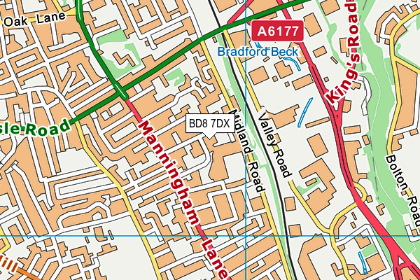 BD8 7DX map - OS VectorMap District (Ordnance Survey)