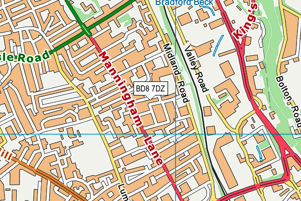 BD8 7DZ map - OS VectorMap District (Ordnance Survey)