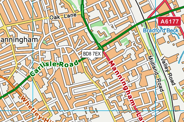 BD8 7EX map - OS VectorMap District (Ordnance Survey)