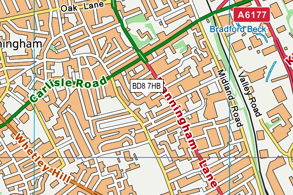 BD8 7HB map - OS VectorMap District (Ordnance Survey)