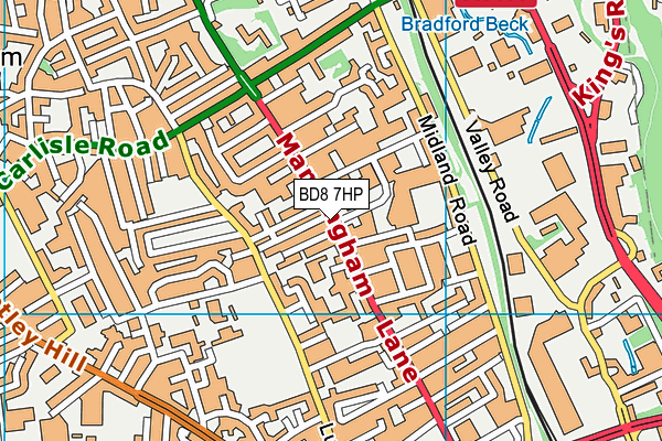 BD8 7HP map - OS VectorMap District (Ordnance Survey)