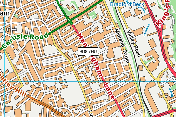 BD8 7HU map - OS VectorMap District (Ordnance Survey)