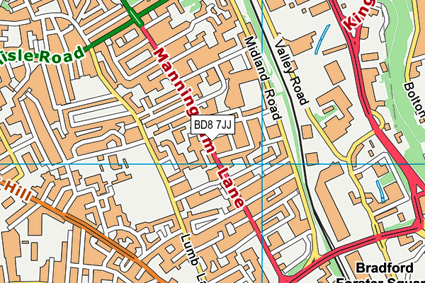 BD8 7JJ map - OS VectorMap District (Ordnance Survey)