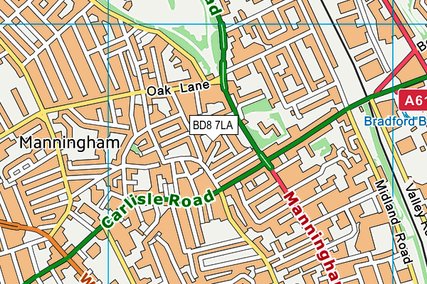 BD8 7LA map - OS VectorMap District (Ordnance Survey)