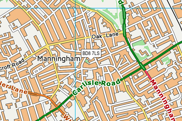 BD8 7LS map - OS VectorMap District (Ordnance Survey)