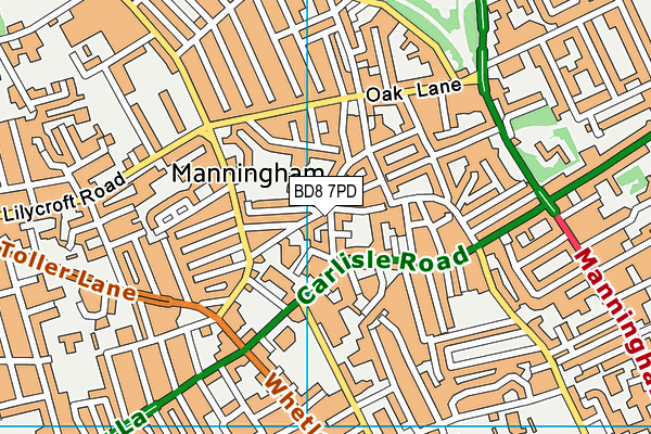 BD8 7PD map - OS VectorMap District (Ordnance Survey)