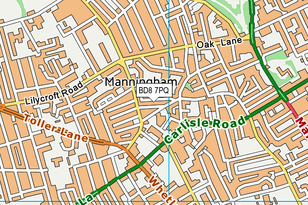 BD8 7PQ map - OS VectorMap District (Ordnance Survey)