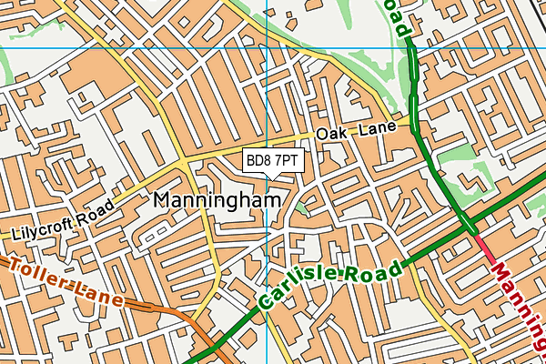 BD8 7PT map - OS VectorMap District (Ordnance Survey)