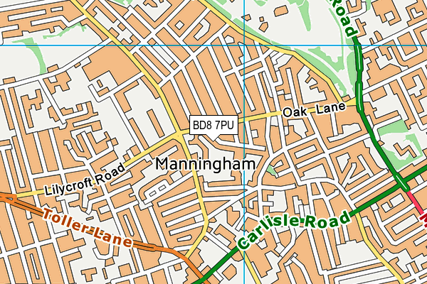 BD8 7PU map - OS VectorMap District (Ordnance Survey)