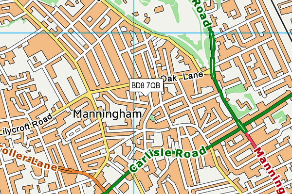 BD8 7QB map - OS VectorMap District (Ordnance Survey)