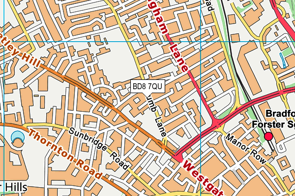 BD8 7QU map - OS VectorMap District (Ordnance Survey)