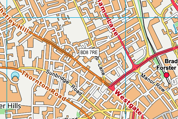 BD8 7RE map - OS VectorMap District (Ordnance Survey)