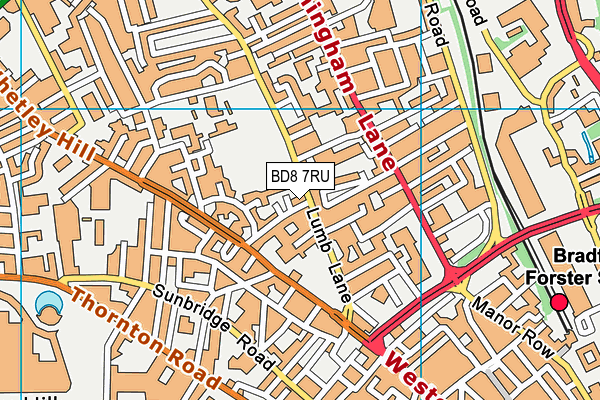 BD8 7RU map - OS VectorMap District (Ordnance Survey)