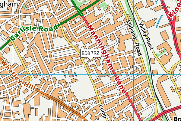 BD8 7RZ map - OS VectorMap District (Ordnance Survey)