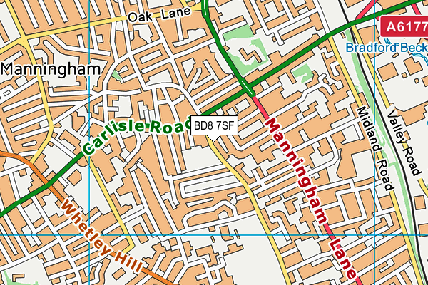 BD8 7SF map - OS VectorMap District (Ordnance Survey)