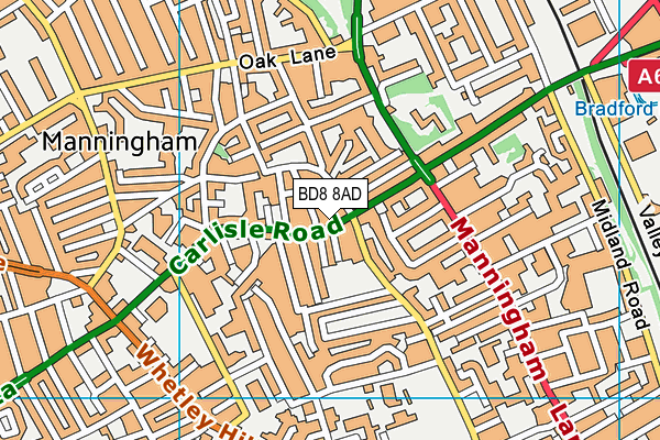 BD8 8AD map - OS VectorMap District (Ordnance Survey)