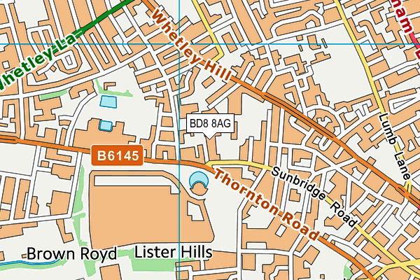 BD8 8AG map - OS VectorMap District (Ordnance Survey)