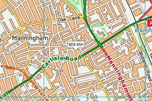 BD8 8AH map - OS VectorMap District (Ordnance Survey)