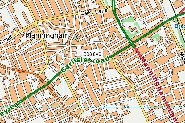 BD8 8AS map - OS VectorMap District (Ordnance Survey)